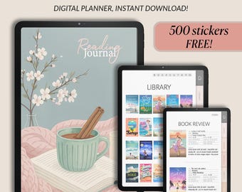 Minimalist Reading Journal: Book Tracker, TBR Log (Digital Download, PDF)