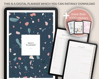Digital Daily Planner 2026 | Weekly Daily Monthly PDF | iPad GoodNotes Hyperlinked