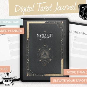 Journal de tarot numérique | Lecture quotidienne de cartes | Cahier d'exercices pour planificateur de tarot | Tarots à tartiner | Carnet de Tarot | Sorcière | Grimoire | Oracle, pont |