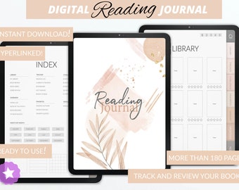 Digital Reading Journal | iPad | Book Tracker, Favorite Quotes, Reviews | Reading Log, Library, Wishlist Organizer | GoodNotes, Notability