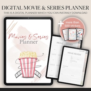 Digital Movies & Series Planner | iPad Watchlist and Tracker | GoodNotes and Notability Compatible | Episode Tracker |Reviews Organizer