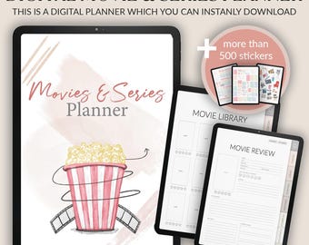 Digital Movies & Series Planner | iPad Watchlist and Tracker | GoodNotes and Notability Compatible | Episode Tracker |Reviews Organizer