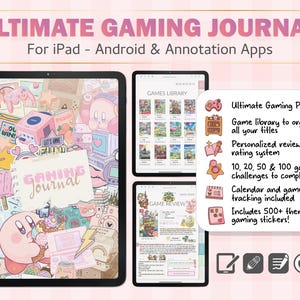 Gaming Journal Digital Planner | iPad PDF Game Tracker, Wishlist & Backlog | GoodNotes Notability | 500 Stickers