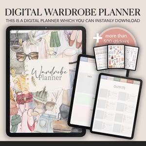 Digital Wardrobe Planner: Outfit Organizer with 500+ Stickers (GoodNotes, Notability)