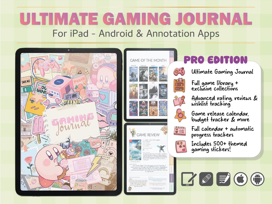 Kawaii Gaming Journal PRO: Interactive Gamer Logbook + 500 Stickers ...