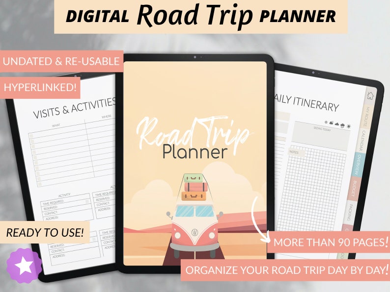 Digital Road Trip Planner Road Trip Diary Budget and Etsy