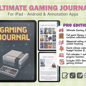 Gaming Journal PRO: Interactive Gamer Logbook with Stickers (GoodNotes PDF)