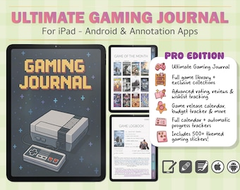 Gaming Journal PRO: diario di gioco interattivo con adesivi (GoodNotes PDF)