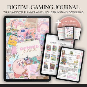 Digital Gaming Journal for Gamers | GoodNotes PDF Planner + 500 Stickers | Game Tracker | Wishlist | Backlog
