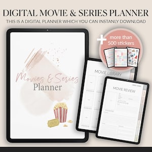 Digital Movies & Series Planner | iPad Watchlist and Tracker | GoodNotes and Notability Compatible | Episode Tracker |Reviews Organizer