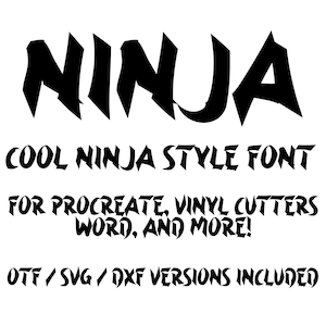 Fonte Ninja, Fonte Ninja svg, Fonte Karate svg Fonte Yin-Yang para Cricut, fonte Ninja DXF, fonte Ninja procreate, fonte de silhueta, fonte digital