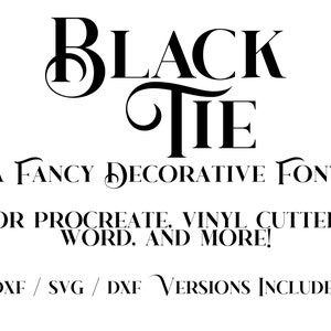 Czcionka Black Tie, fantazyjna czcionka wirowa, czcionka do kaligrafii odręcznej SVG czcionka vintage classy alfabetyczna czcionka svg czcionka cricut sylwetka procreate