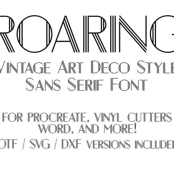 Roaring 20s font, Art deco font, sans serif font, fancy font SVG vintage classy font Alphabet font svg cricut font silhouette procreate font