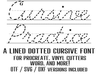Dotted Cursive font, Lined Cursive Handwriting practice font SVG, Dot to dot svg font Alphabet font cricut font silhouette procreate font