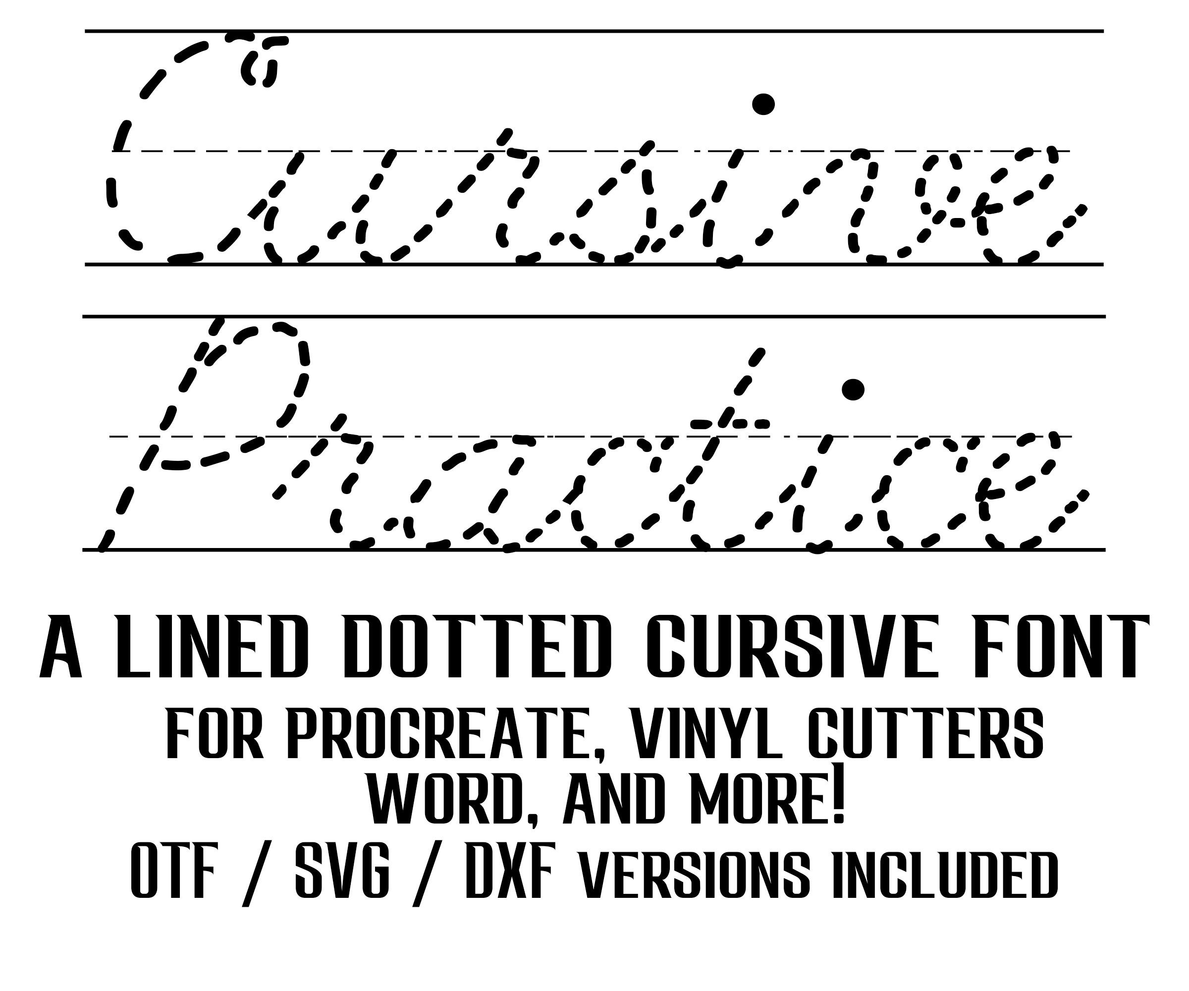 Buy Dotted Cursive Font Lined Cursive Handwriting Practice Font Svg Dot ...