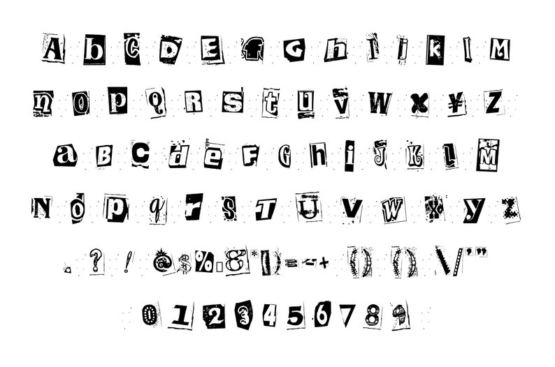 Ransom font, Burn book font, svg font, cricut font, magazine cutout letter font, alphabet font, procreate font, silhouette font, svg, dxf image 2
