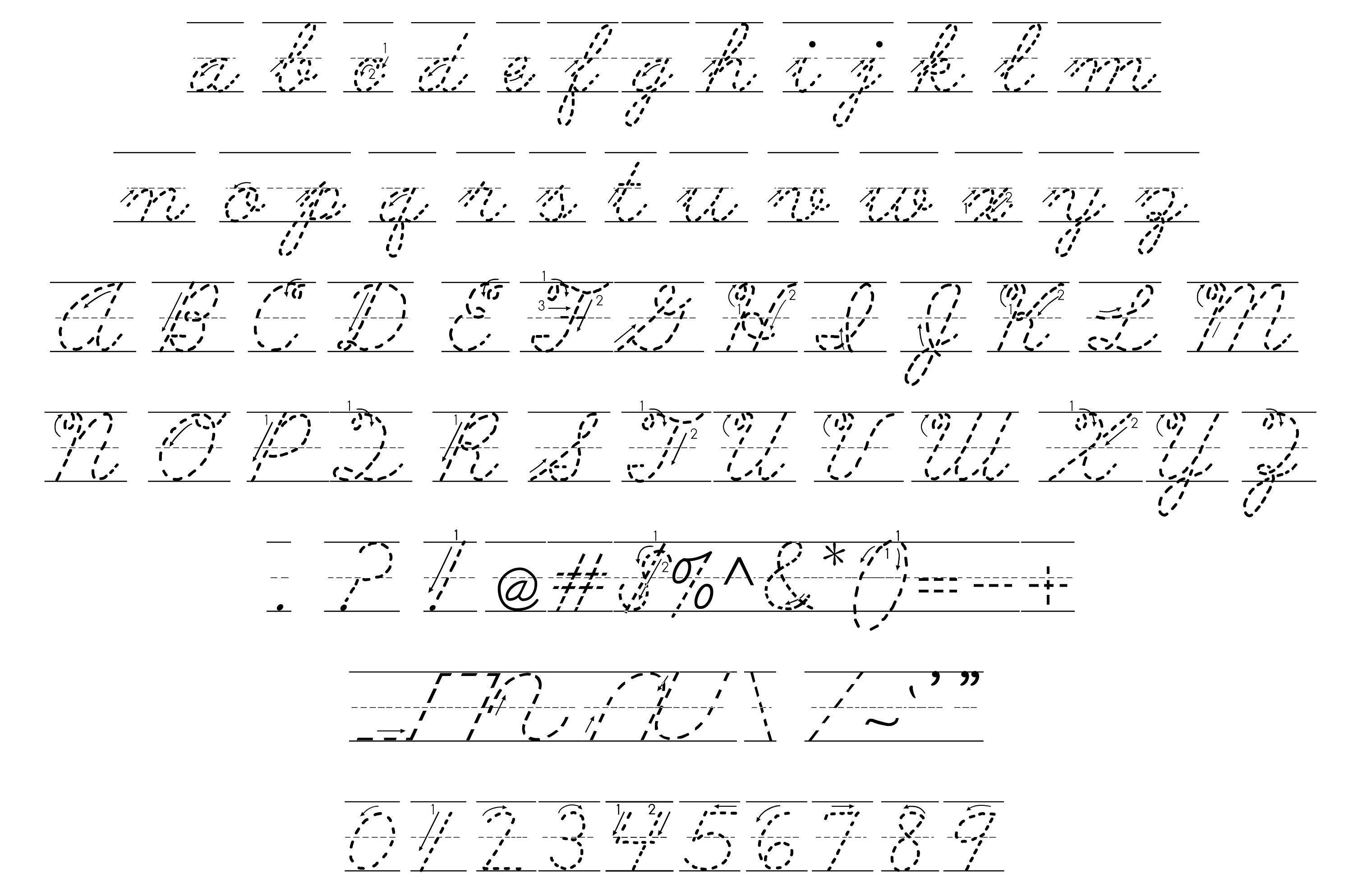 Dotted Cursive Handwriting Practice Font With Directions Dot - Etsy