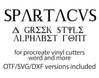 Greek Font, Greek Alphabet font, SVG font, dxf font, cricut font, procreate font, silhouette font, Roman Style font, download, cut files svg
