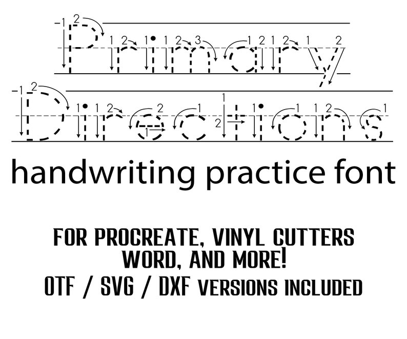 Dotted Handwriting Practice Font With Directions Dot to Dot Etsy Canada