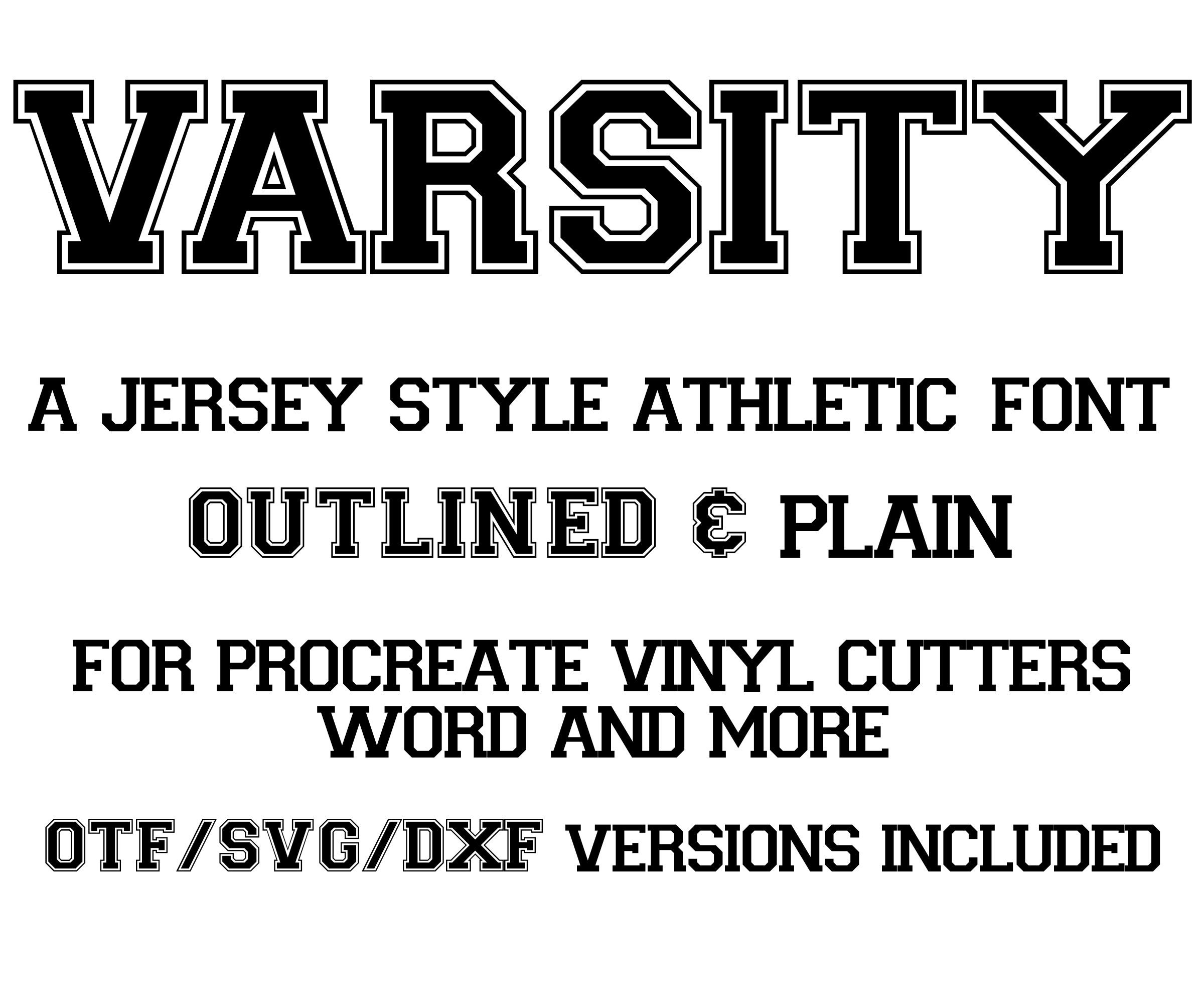 Varsity Jersey Text Font Outline SVG Graphic by Too Sweet Inc · Creative  Fabrica