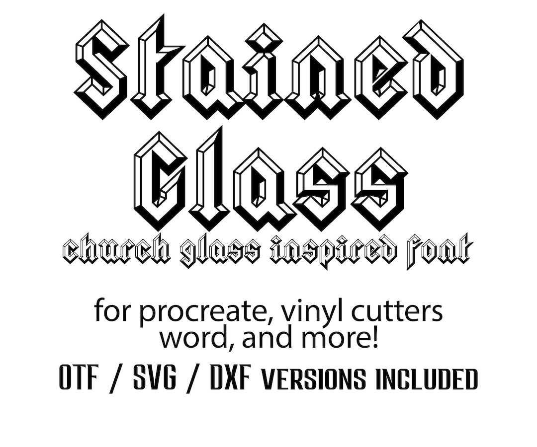 Stained Glass Font, Church Font, Glass Font, Tattoo Svg Font, Cricut