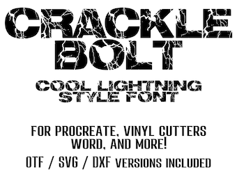 Crackle font, Destroyed font svg, Lightning Font, craft font Alphabet font svg, cricut font silhouette font procreate font, SVG fonts, DXF