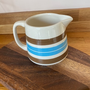 Staffordshire Blue and Brown Stripe Chef Ware Small Milk Jug / Creamer - retro 1960s