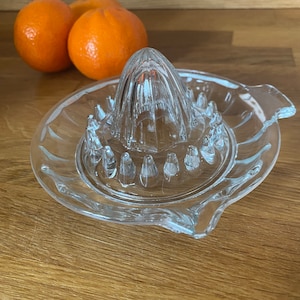 Vintage Pressed Glass Juicer, Lemon squeezer, citrus juicer