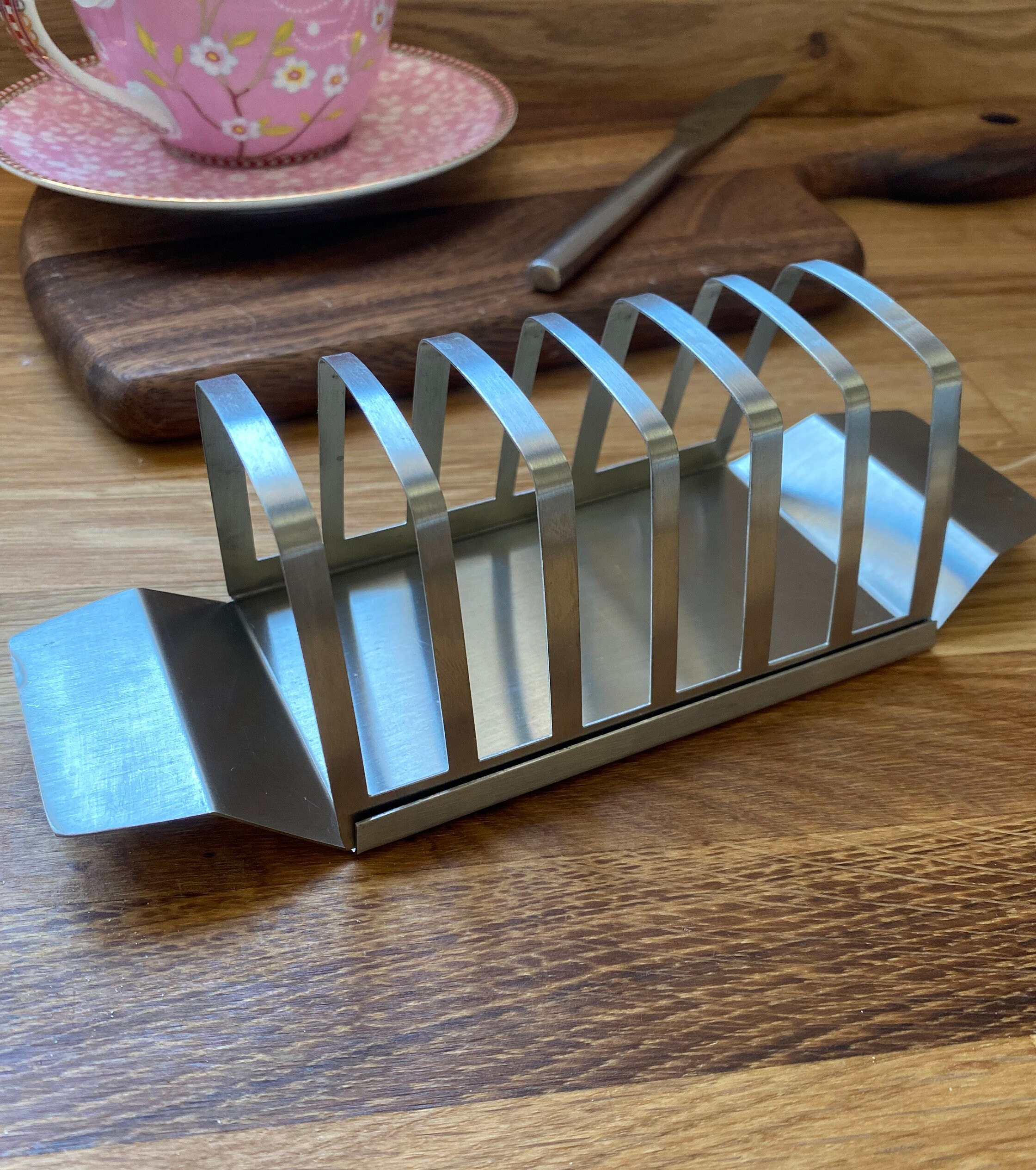 Vintage Grille à pain grillé en métal de style rétro, grille à lettres, grille à 6 tranches, petit-déjeuner