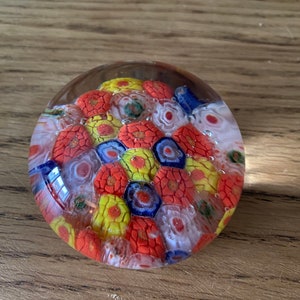VINTAGE Glass Paper weight small, Milliefiori
