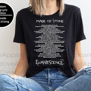 Custom Song Lyric TShirt | High Quality Print | Personalized Song Lyric Shirt | Custom Song Shirt | Any Artist and Song | Adult Unisex Shirt
