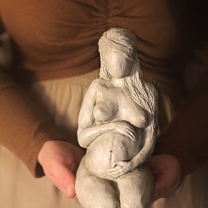 LARGE Sculpture - Fertility Goddess Statue Pregnant Midwife Gift Doula Blessingway Birthing Woman Rustic Birth Space Alter Womens Circle