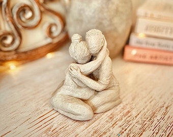 Labouring Couple - Sculpture Statue Midwife Gift Doula Blessingway Birthing Woman Newborn Rustic Birth Space