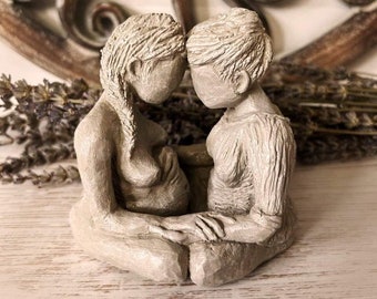 With Woman - Birth Sculpture Statue Midwife Gift Doula Gift Blessingway Birthing Woman Newborn Rustic Birth Space Art