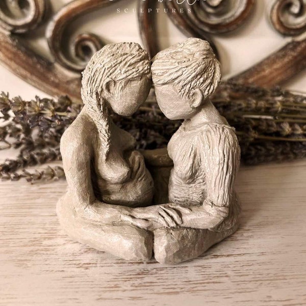 With Woman - Birth Sculpture Statue Midwife Gift Doula Gift Blessingway Birthing Woman Newborn Rustic Birth Space Art