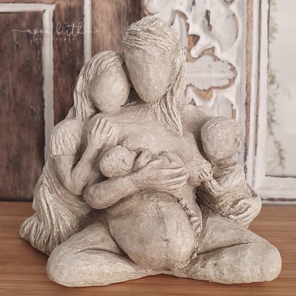 Family Centered Birth - Sculpture Statue Midwife Gift Doula Blessingway Birthing Woman Rustic Birth Space