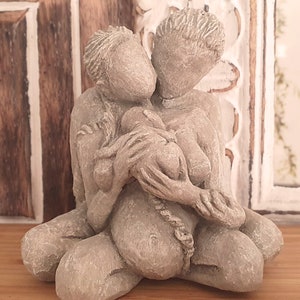 Birthing Couple - Sculpture Statue Midwife Gift Doula Blessingway Birthing Woman Rustic Birth Space Art