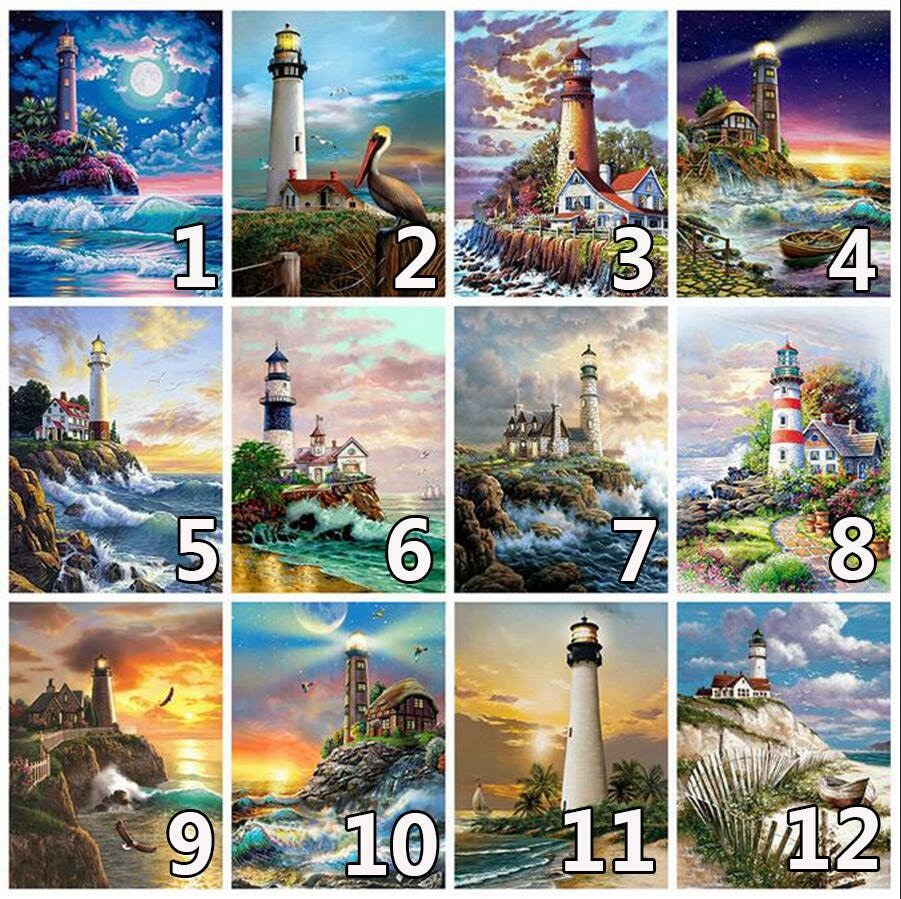 Malen Sie nach Zahl /DIY Malerei Kit / Küsten Leuchtturm / | Etsy