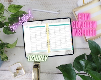 NON DATÉ Horaire Erin Condren Inspired Digital Planner pour une utilisation avec iPad ou Android Goodnotes, ZoomNotes, Notability, Xodo