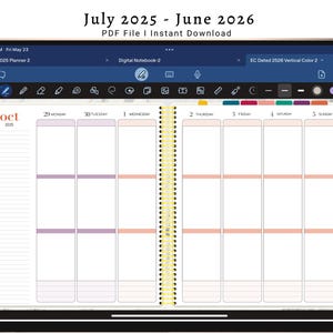 25-26 Erin Condren Digital Planner Vertical  Inspired Planner for use with iPad or Android Goodnotes, ZoomNotes, Notability, Xodo