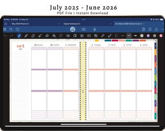 NEW** 25-26 Erin Condren Digital Planner Vertical  Inspired Planner for use with iPad or Android Goodnotes, ZoomNotes, Notability, Xodo