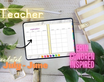 Teacher Erin Condren Inspired Digital Planner Undated for use with iPad or Android Goodnotes, ZoomNotes, Notability, Xodo
