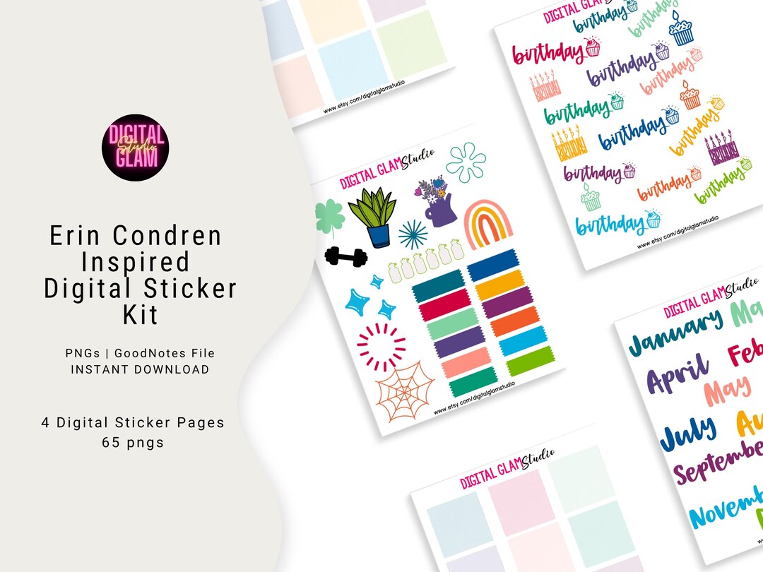 Erin Condren Inspired Digital Planner Stickers, Goodnotes Stickers ...