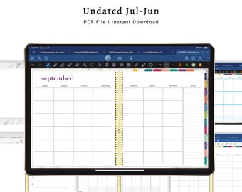 Vertical Undated Erin Condren Inspired Mid Year Digital Planner for use with iPad or Android Goodnotes, ZoomNotes, Notability, Xodo