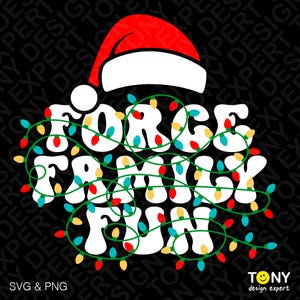 Gedwongen familieplezier Svg Png, grappige kerstmuts Svg, Christmas Light Svg, trendy kerstman Svg, digitale download sublimatie PNG en SVG Cricut