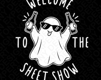 Bienvenido a Sheet Show Svg Png: Fantasma divertido de Halloween, diseño para fiesta espeluznante (descarga digital)