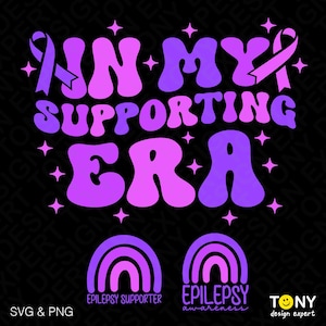 In meiner unterstützenden Ära SVG Png, Epilepsie Bewusstsein geschnitten Datei, lila Band Design, trendige Retro Groovy digitaler Download Sublimation PNG und SVG Cricut