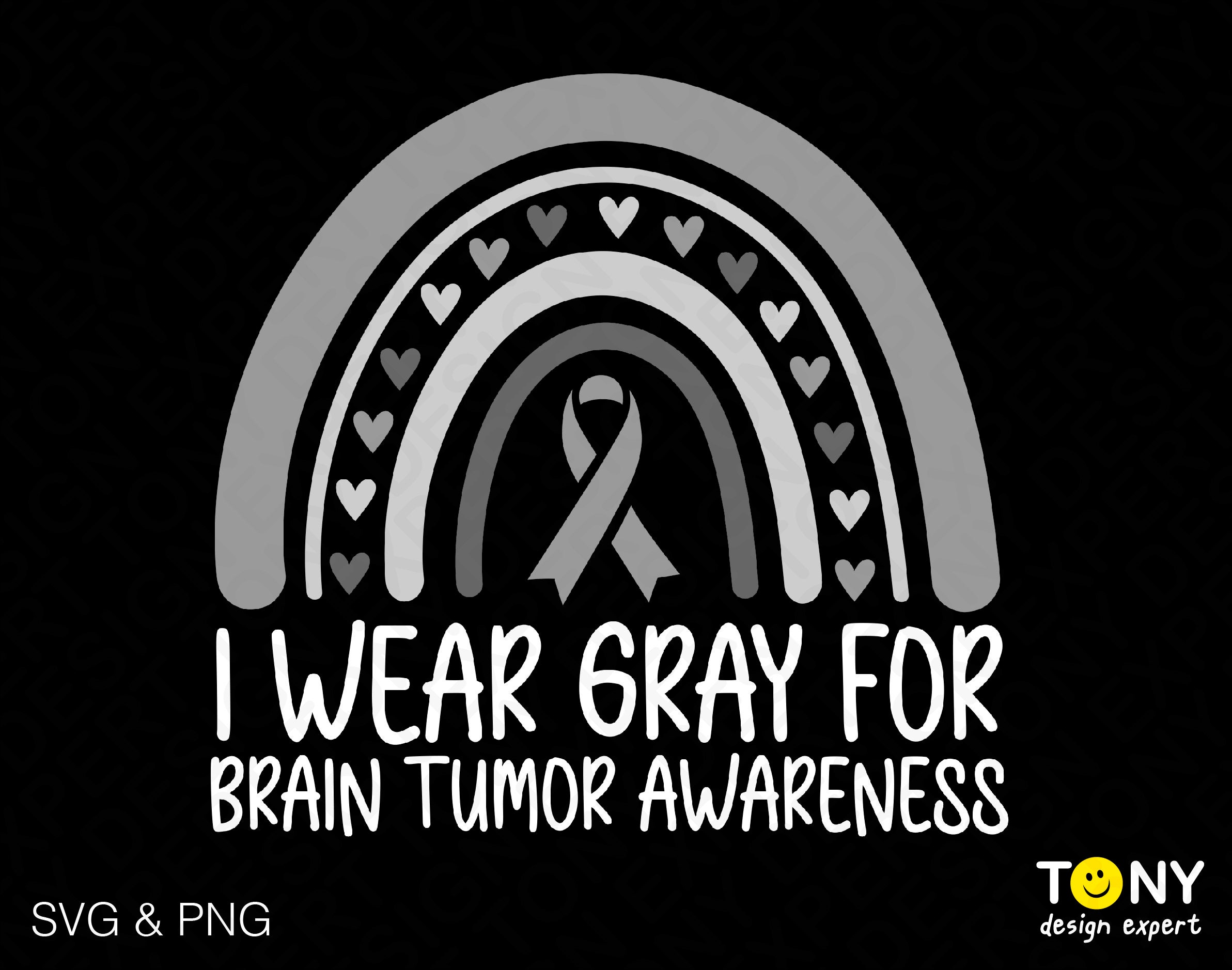 I Wear Gray for Brain Tumor Awareness Svg Png, Brain Cancer