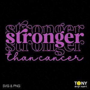 Stärker als Krebs SVG, PNG, Krebs Überlebender, Krebs Krieger, Trendy Retro Letter Digital Download Sublimation PNG & SVG Cricut