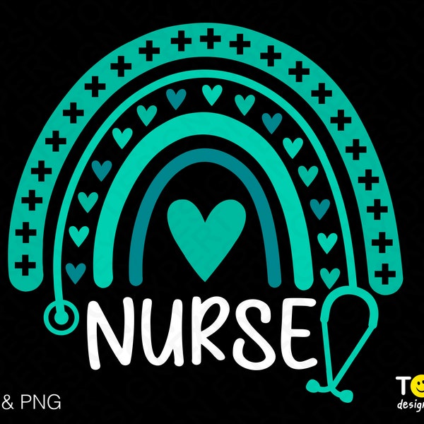 Nurse Svg Png, Stethoscope Svg, Rainbow Svg, Nurse Appreciation Gift Idea, Trendy Boho Rainbow Digital Download Sublimation PNG & SVG Cricut